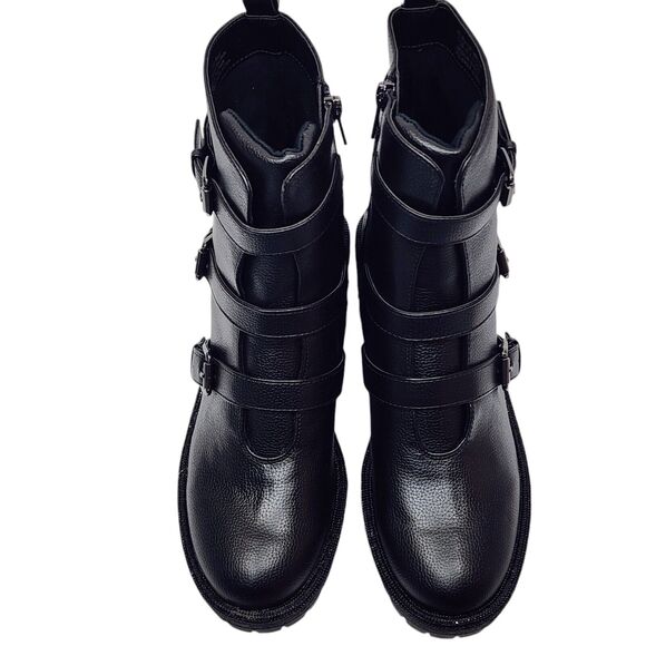 KENNETH COLE REACTION Tate Biker Jewel Lug Sole Booties Size 7.5 M Black - Picture 6 of 14